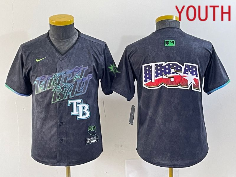 Youth Tampa Bay Rays Blank Nike MLB Limited City Connect Black 2024 Jersey style 5